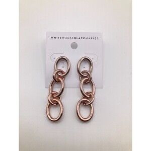 WHITE HOUSE/BLACK MARKET Chic Glossy Rose Gold Chain Link Drop Earrings ~2in NEW